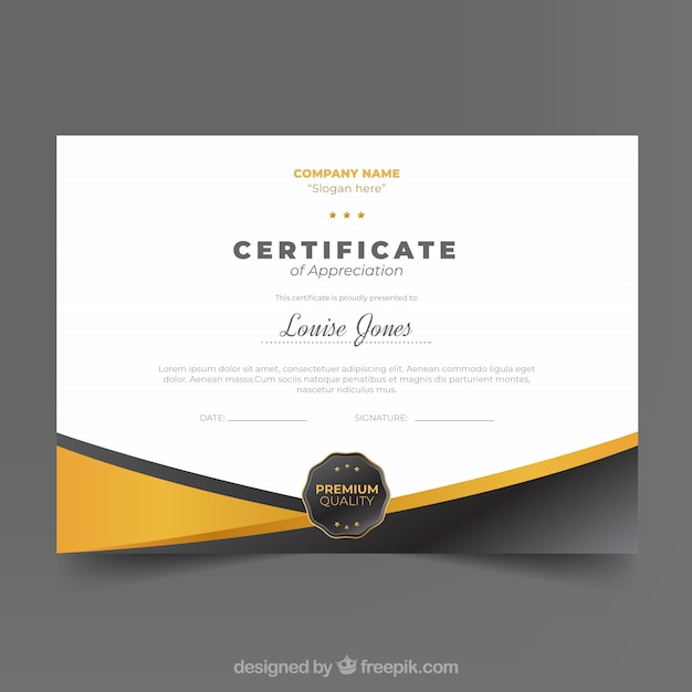 Free Vector | Certificate template with golden color