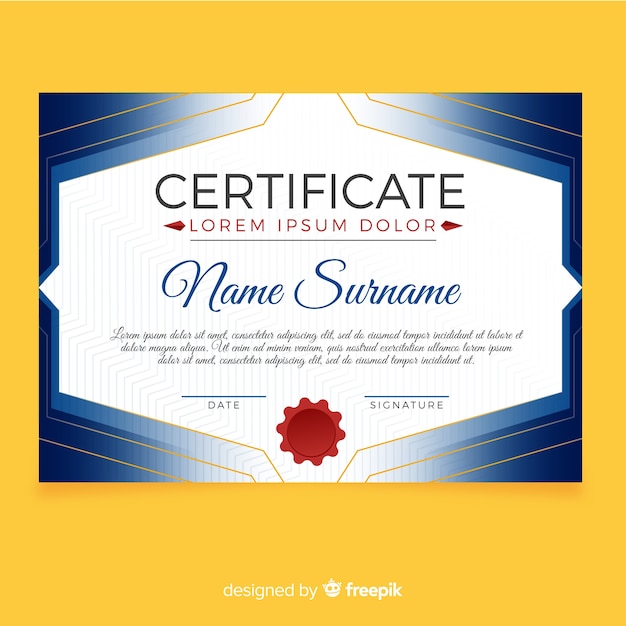 Free Vector | Certificate template with golden elements