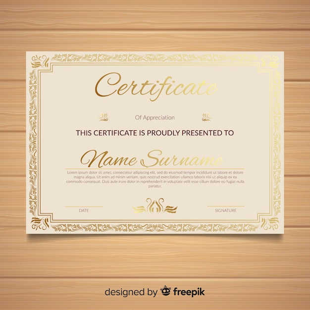 Free Vector | Certificate template with golden elements