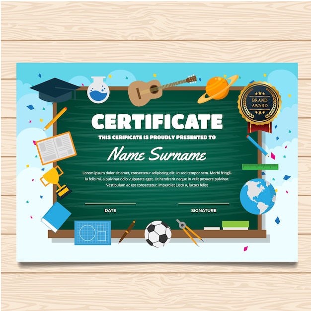 Download Premium Vector Certificate Template With School Design