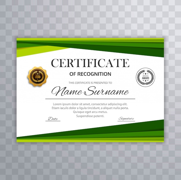 Free Vector | Certificate with green wave design elements vector