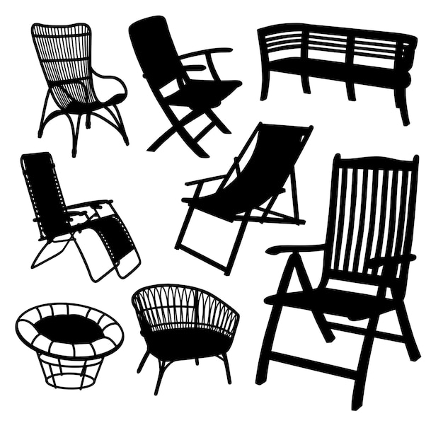 Premium Vector | Chairs set silhouette