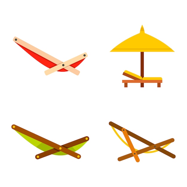 Chaise icon set. flat set of chaise vector icons collection isolated Premium Vector