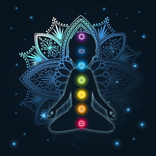 Chakras concept with mandala and focal points | Free Vector