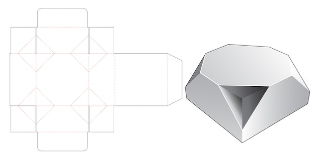 Premium Vector | Chamfered octagonal box die cut template