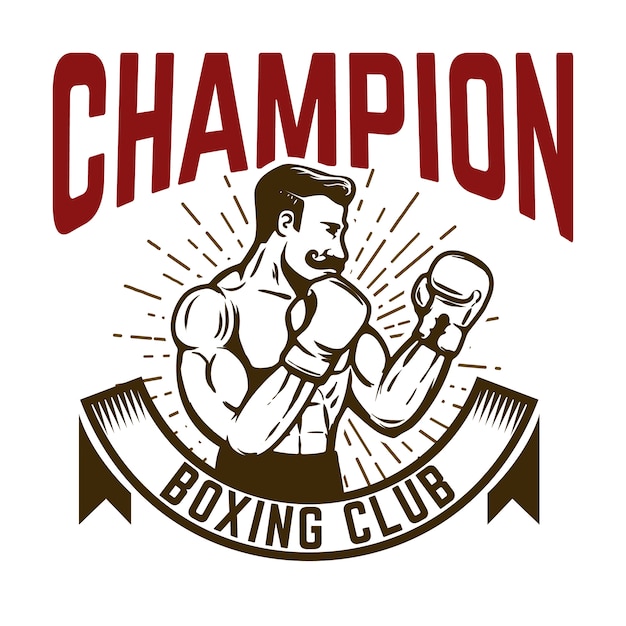 Premium Vector | Champion Boxing Club. Vintage Style Boxer Fighter ...