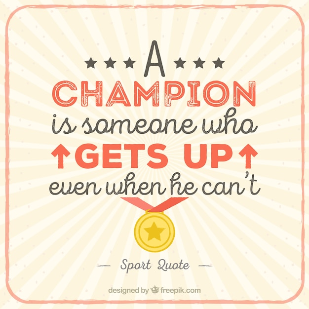Free Vector | A champion quote lettering