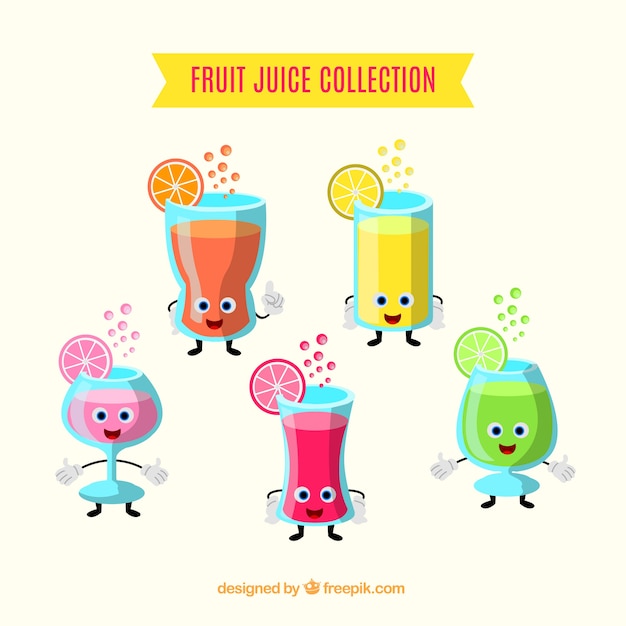 Character collection of fruit juices