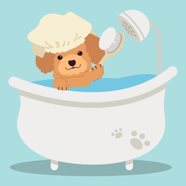 Premium Vector | The character of cute poodle in the tube with flat ...