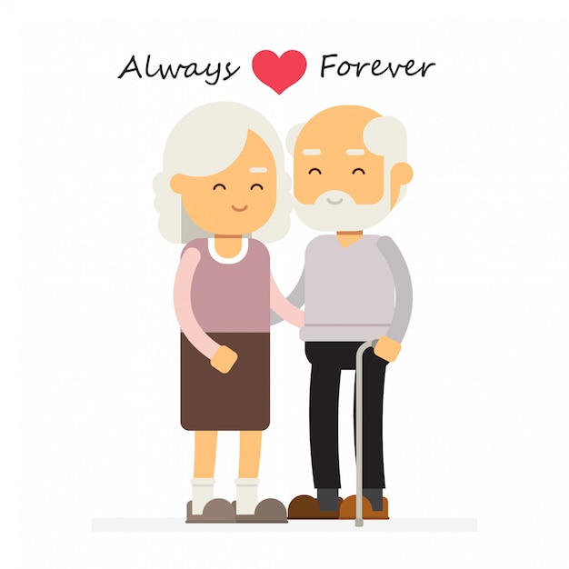 Download Premium Vector Character Design Portrait Elderly Happy Valentines Day