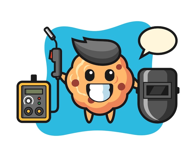 Premium Vector Character Mascot Of Chocolate Chip Cookie As A Welder