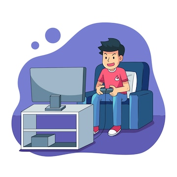 Free Vector | Character playing videogame illustrated