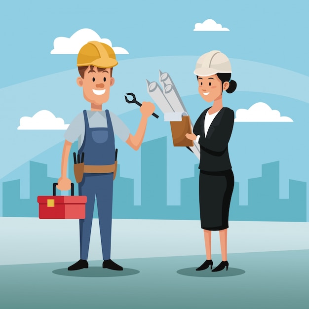 Premium Vector | Character woman manager employee construction ...