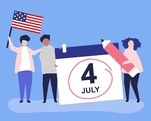 Characters of people and Fourth of July concept
illustration