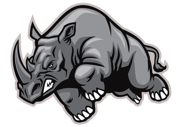 Premium Vector | Charging rhino mascot