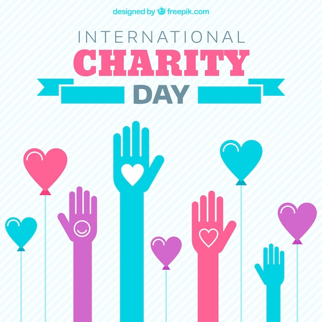 Charity day with hands and hearts Vector Free Download