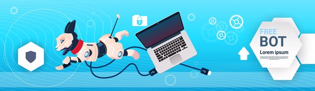 Chat bot free robot virtual assistance of website or mobile applications, artificial intelligence co Premium Vector