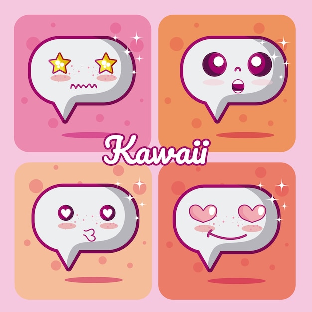 Premium Vector Chat Bubbles Kawaii Cartoons