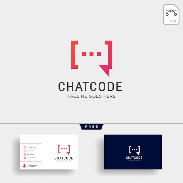 Chat, message, speech, conversation logo template with business card Premium Vector