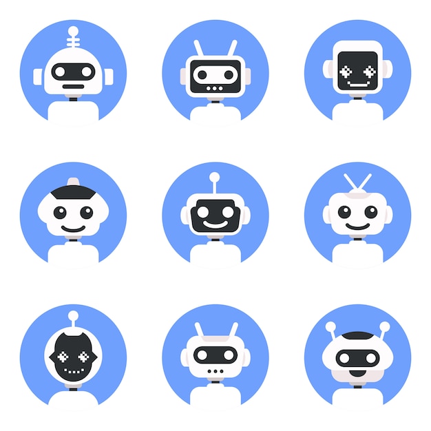 Chatbot Symbol Logo Template Robot Icon Set Bot Sign Design