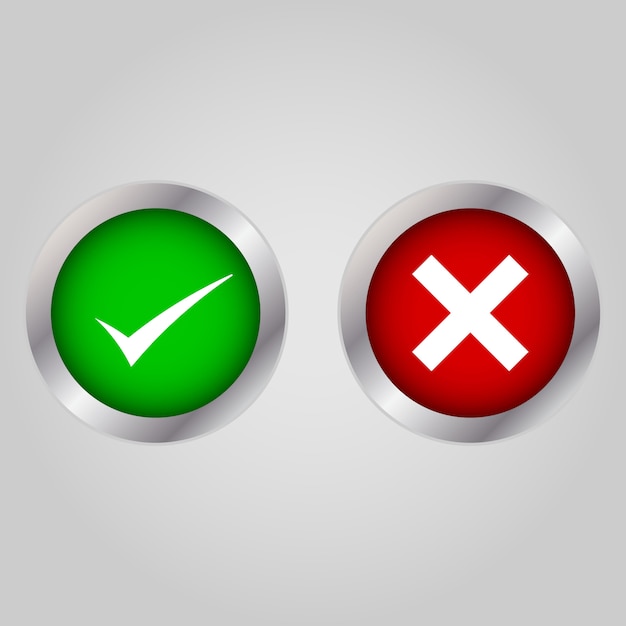 Check box list icons set, green and red isolated on white Premium Vector