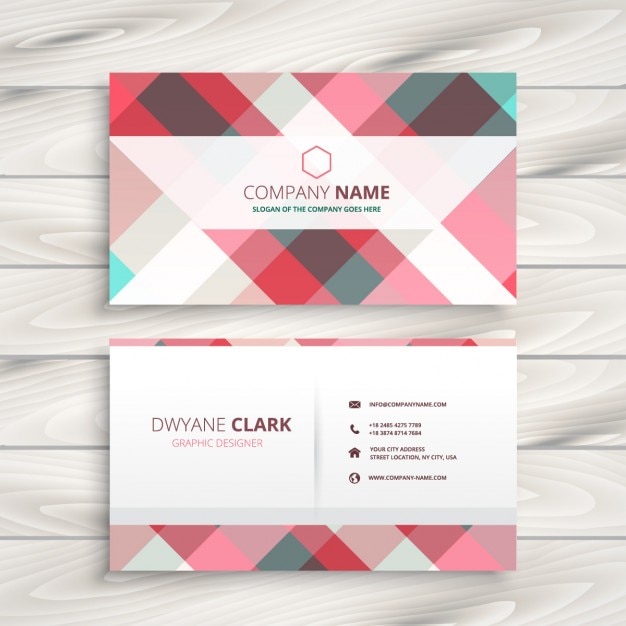 Checkered business card in pastel colors