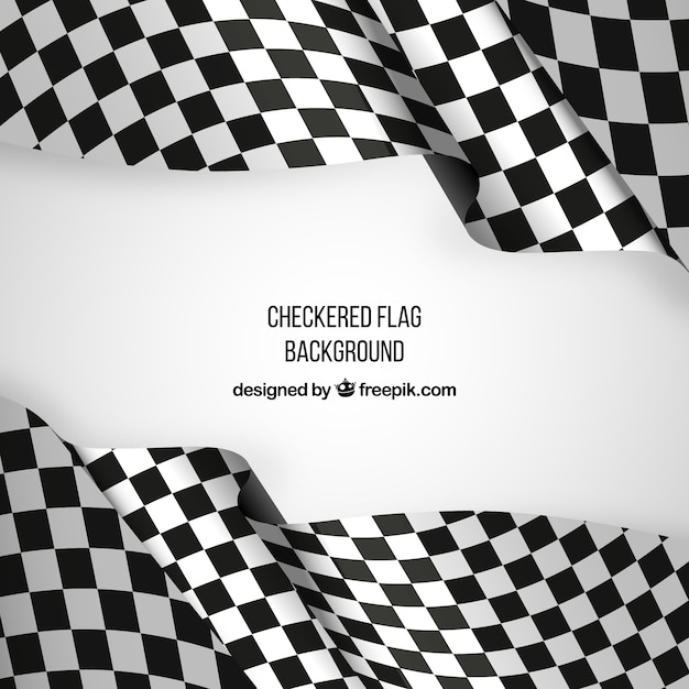 Checkered flag background with realistic\
design