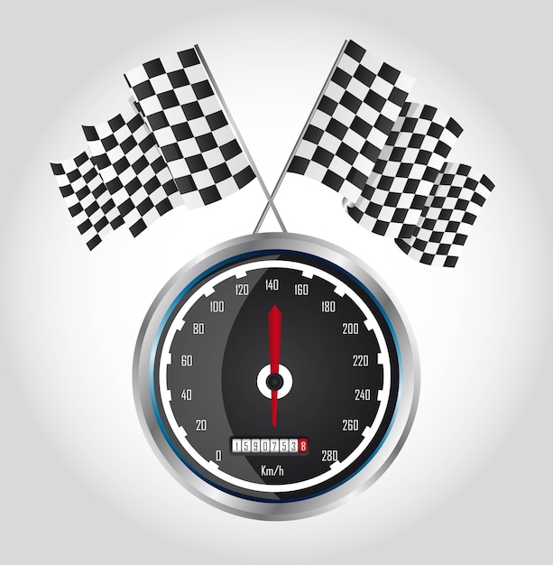 Checkered flag with speed racing over gray background vector Premium Vector