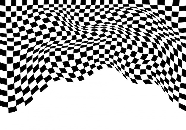 Checkered wave monochrome on white isolated background. Premium Vector