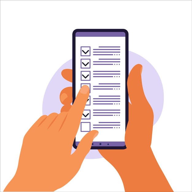 Premium Vector | Checklist on smartphone screen. online ...