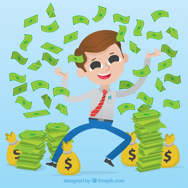 Cheerful businessman throwing money up Vector | Free Download