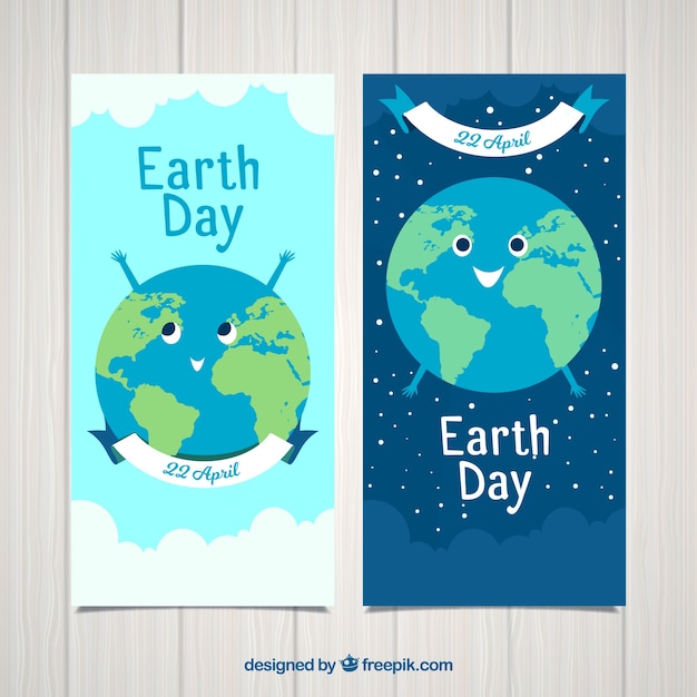 Free Vector | Cheerful earth banners