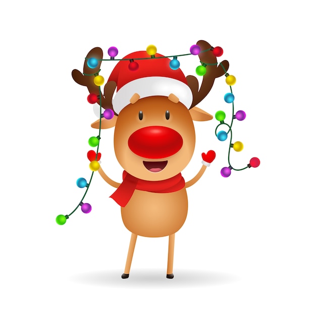 Download Cheerful reindeer celebrating christmas | Free Vector