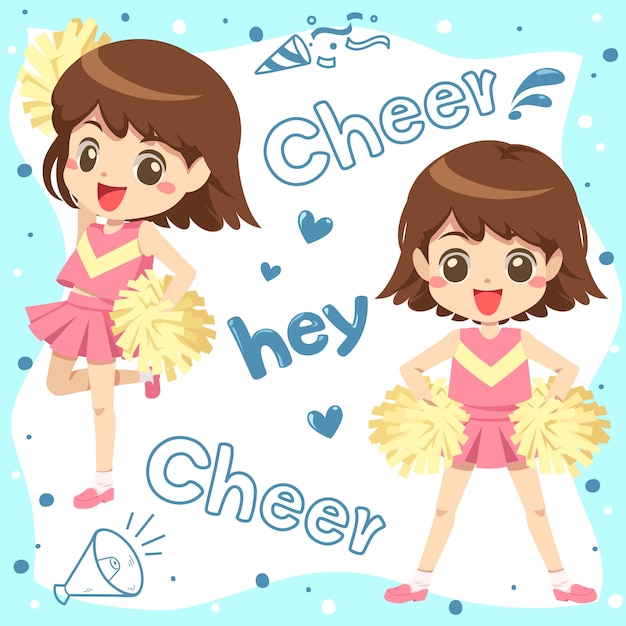 Cheerleader cartoon Vector | Premium Download