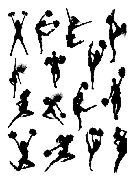 Download Cheerleader silhouette Vector | Premium Download