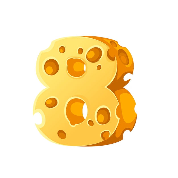 Premium Vector | Cheese number 8 style cartoon food design flat vector ...