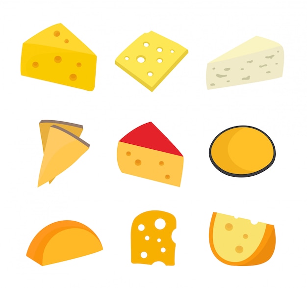 Premium Vector | Cheese set. flat cartoon character illustration design ...