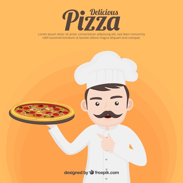 Chef background with pizza