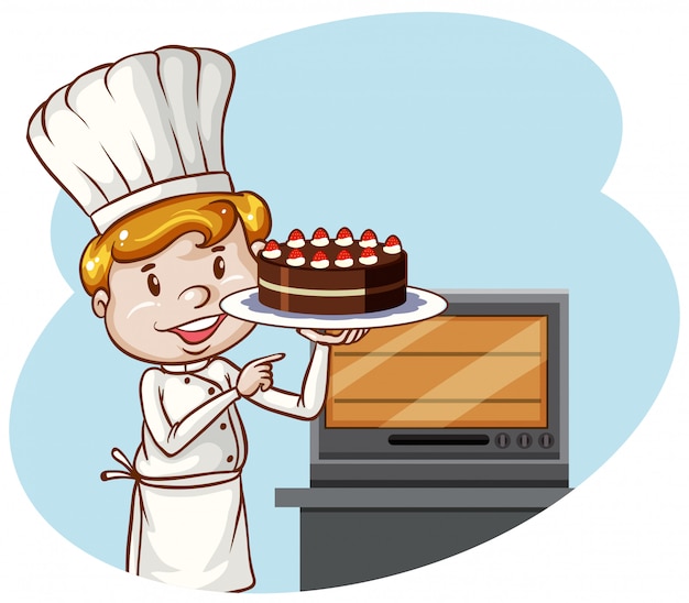 Premium Vector | A chef baking cake bakery