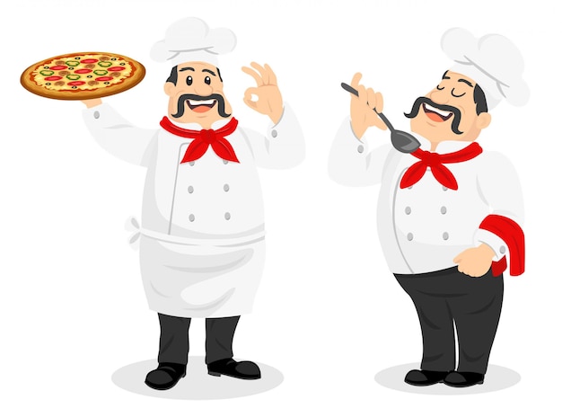 Download Free Chef Character Man With Pizza And Spoon Premium Vector Use our free logo maker to create a logo and build your brand. Put your logo on business cards, promotional products, or your website for brand visibility.