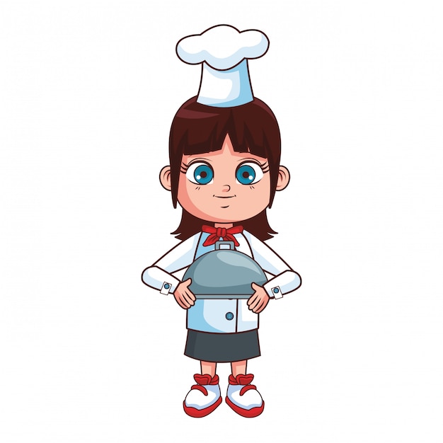 Premium Vector | Chef girl cartoon