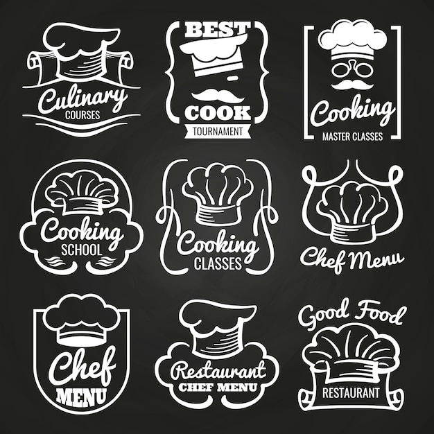 シェフハットエンブレム カフェ レストラン またはパン屋さんのロゴ プレミアムベクター