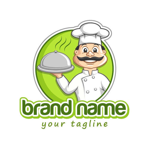 Download Free A Chef Serves Food On A Tray Restaurant Mascot Logo Template Use our free logo maker to create a logo and build your brand. Put your logo on business cards, promotional products, or your website for brand visibility.