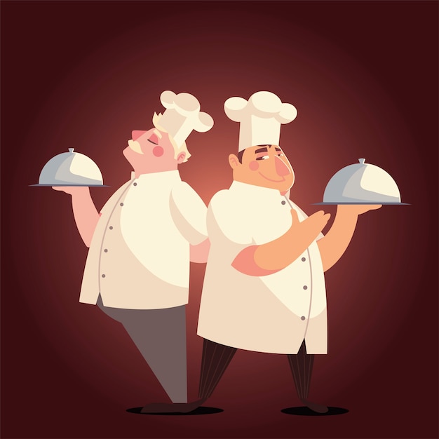 Premium Vector Chefs Holding Platter Serving Special Meal Restaurant Vector Illustration 5350