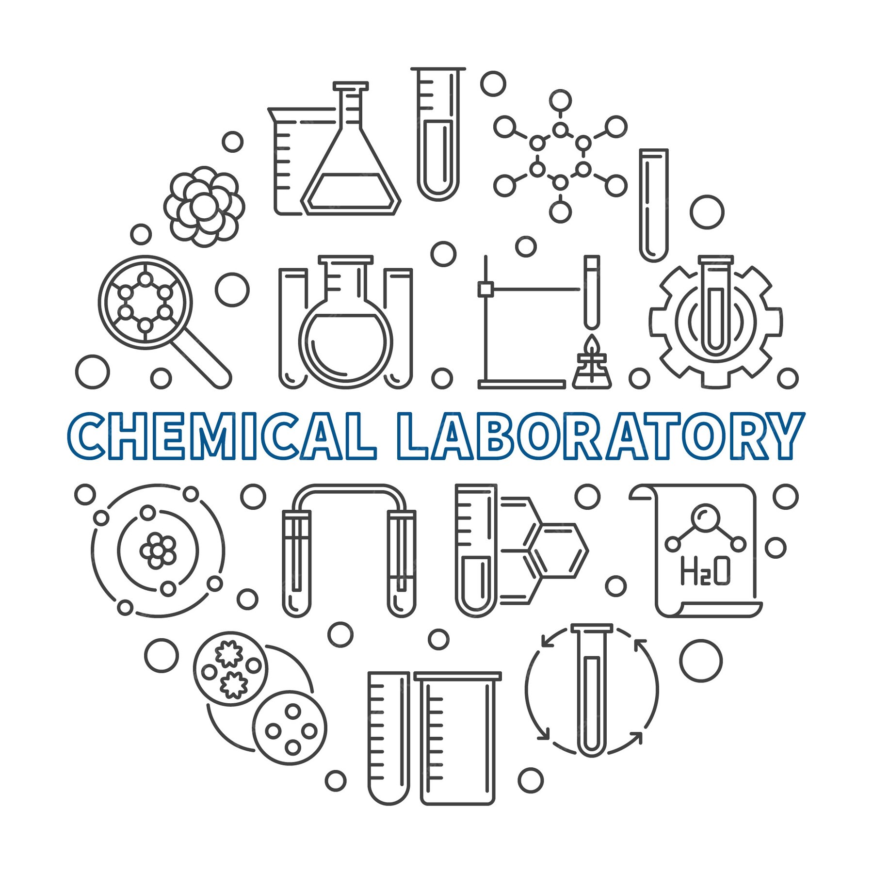 Premium Vector | Chemical laboratory concept round outline icon ...