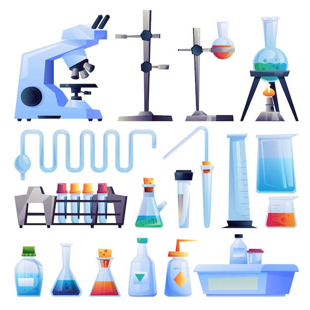 Premium Vector Chemical Laboratory Glassware Equipment Icons Set