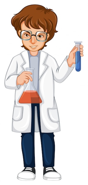 Premium Vector | A chemist holding beaker and test tube