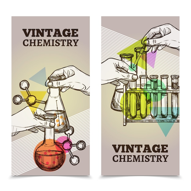 Free Vector Chemistry Laboratory Vintage Vertical Banners Set