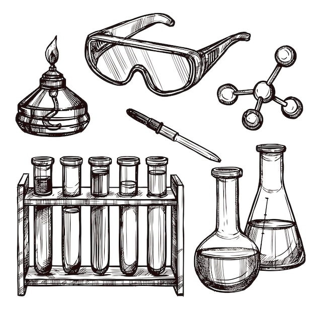 Free Vector Chemistry tools hand drawn set