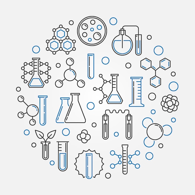 Premium Vector | Chemistry vector concept round illustration in thin